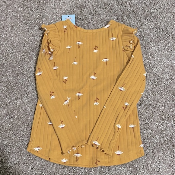 Cat & Jack Mustard Floral Long Sleeve Shirt - Picture 2 of 5